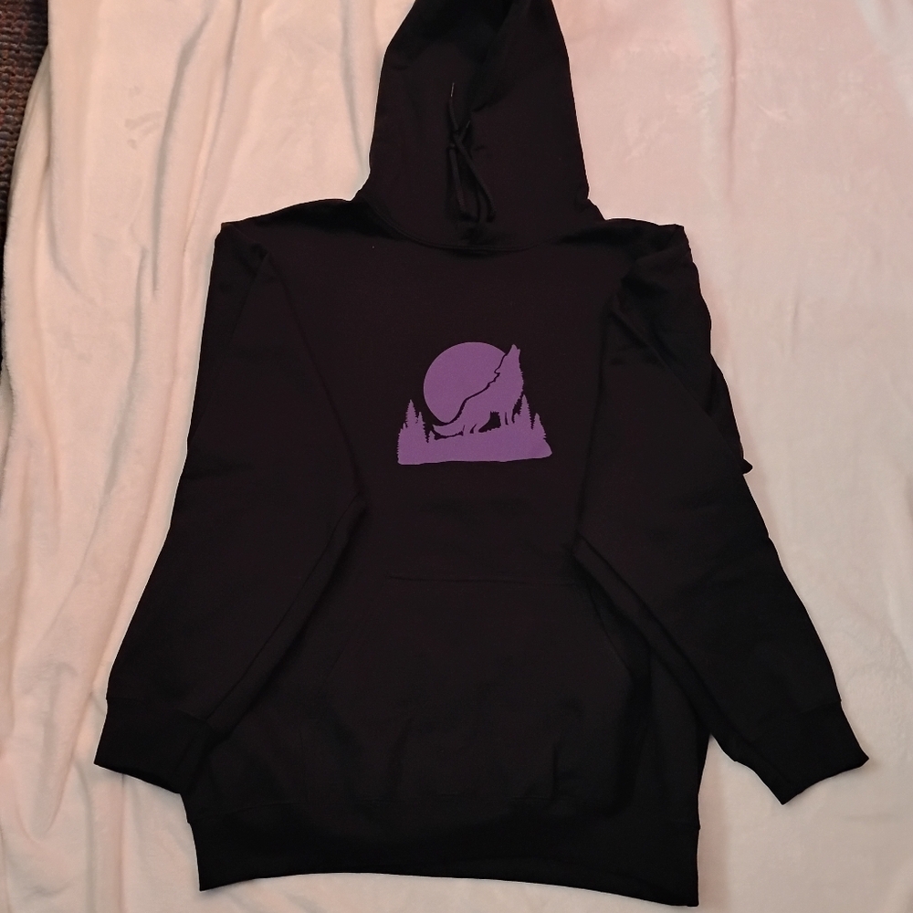 Black Hoodie with Purple Graphic